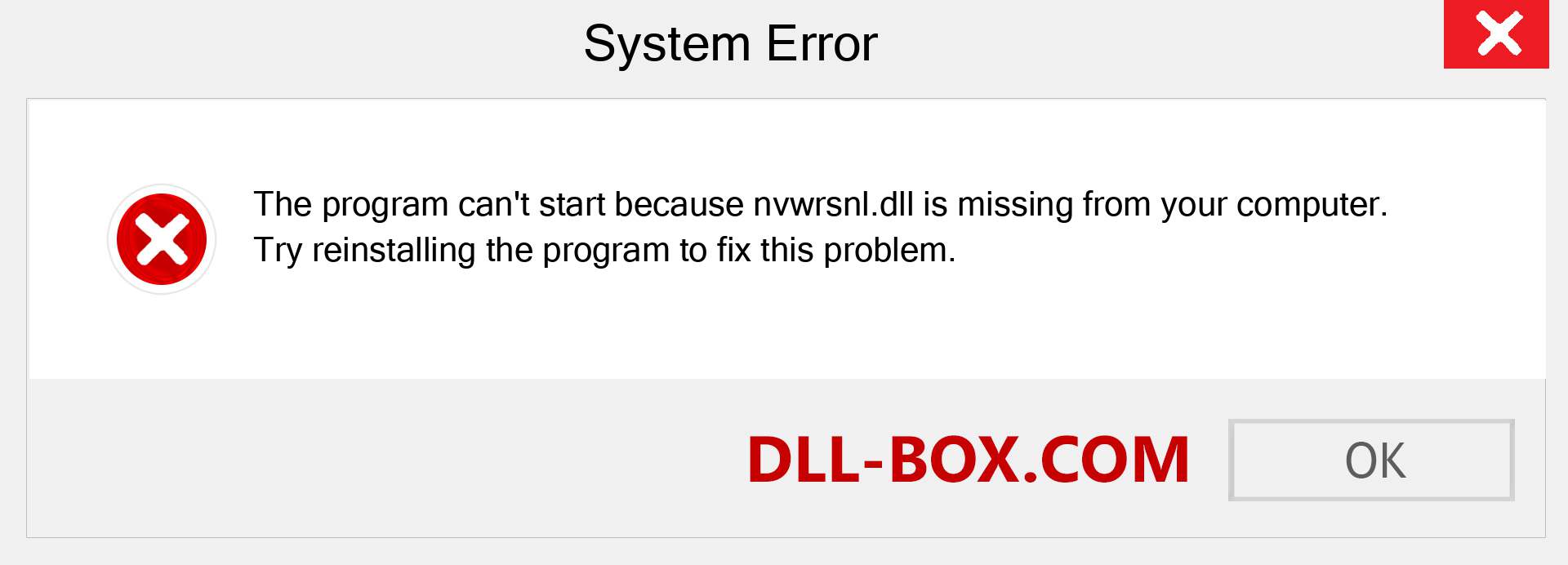 nvwrsnl.dll file is missing?. Download for Windows 7, 8, 10 - Fix  nvwrsnl dll Missing Error on Windows, photos, images